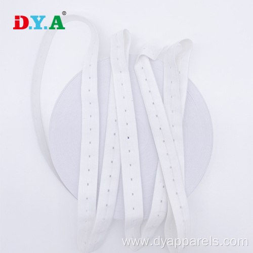 2cm White Polyester Adjustable Buttonhole Elastic Polyester